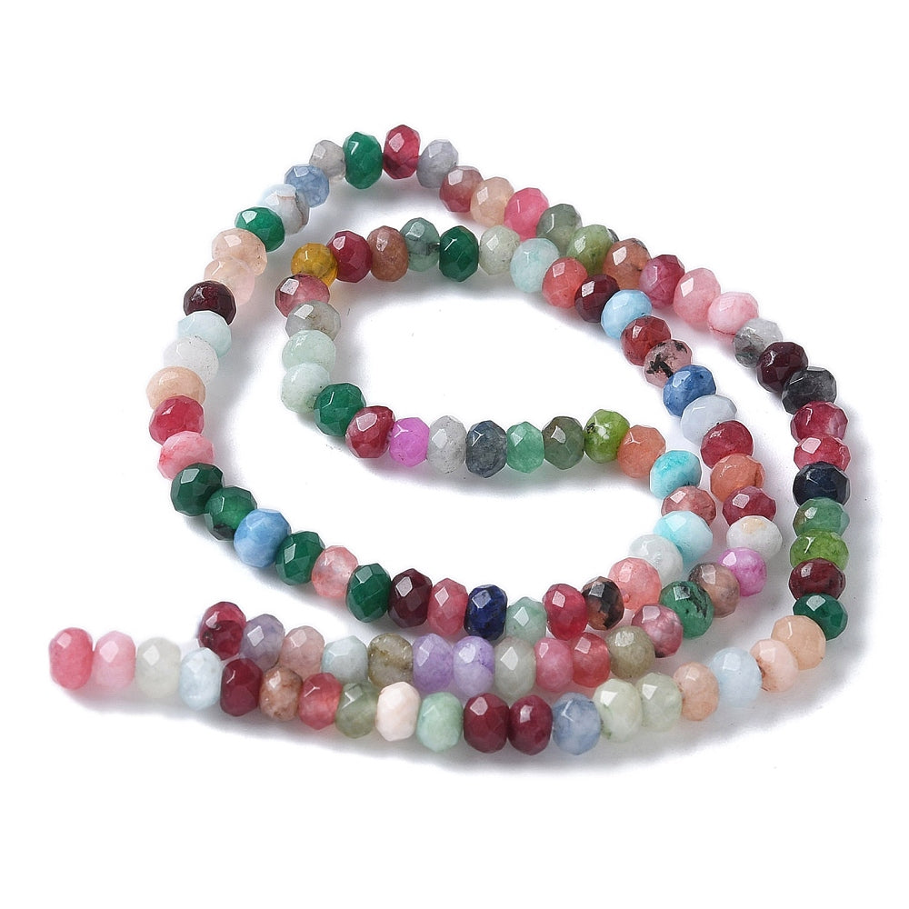Mixed Colour Malaysia Jade Rondelle Beads 4mm | Faceted Gemstone Strands | The Pink Bead Shop Canada