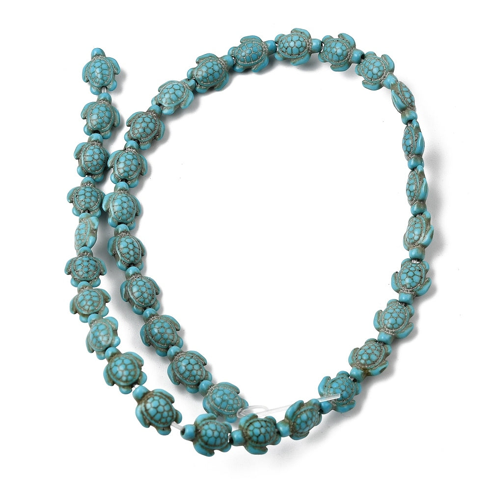 Turtle Beads | Dark Turquoise Synthetic Carved Beads 10–11mm | The Pink Bead Shop Canada