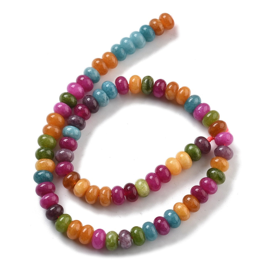White Jade Dyed Rondelle Beads – Colourful 8x5mm | The Pink Bead Shop Canada