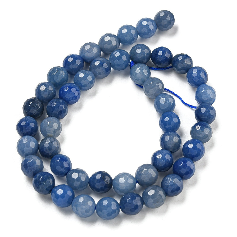 Blue Aventurine Dyed & Heated Faceted Beads 8mm | The Pink Bead Shop Canada