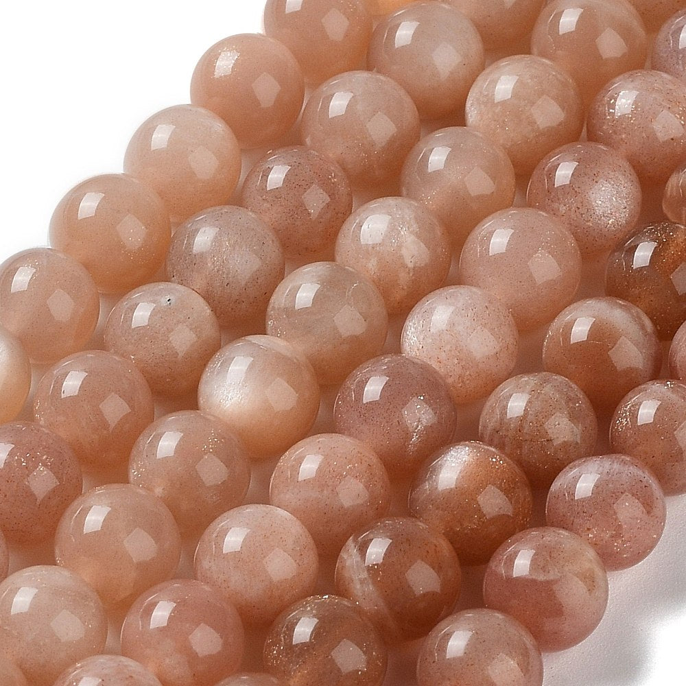 Sunstone Natural Beads – Round 8mm The Pink Bead Shop