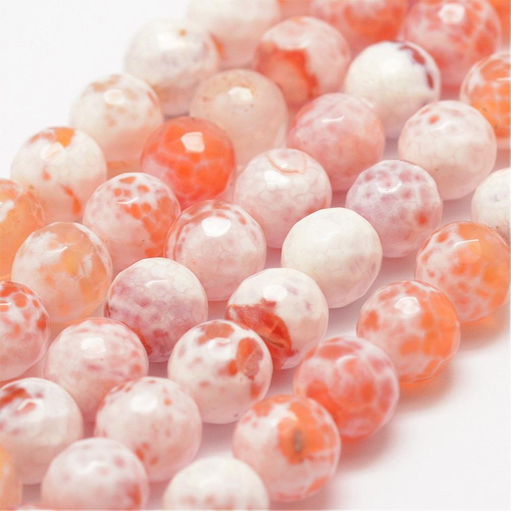 Fire Crackle Agate Faceted Beads – Orange, 8mm The Pink Bead Shop