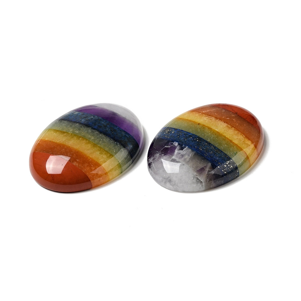 Chakra Natural Mixed Gemstone Oval Cabochon 40x30mm | The Pink Bead Shop Canada