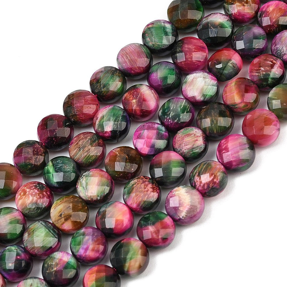 Green Tiger Eye Beads Natural Dyed – Faceted Rhombus Cut 8×6mm (Approx. 44–45pcs/Strand)