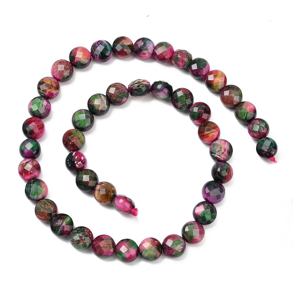 Green Tiger Eye Beads Natural Dyed – Faceted Rhombus Cut 8×6mm (Approx. 44–45pcs/Strand)