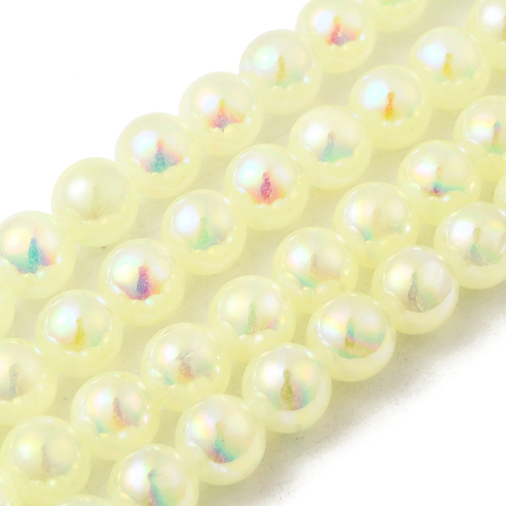 Selenite Plated NaturaL Beads – Champagne Yellow AB Finish 8mm The Pink Bead Shop