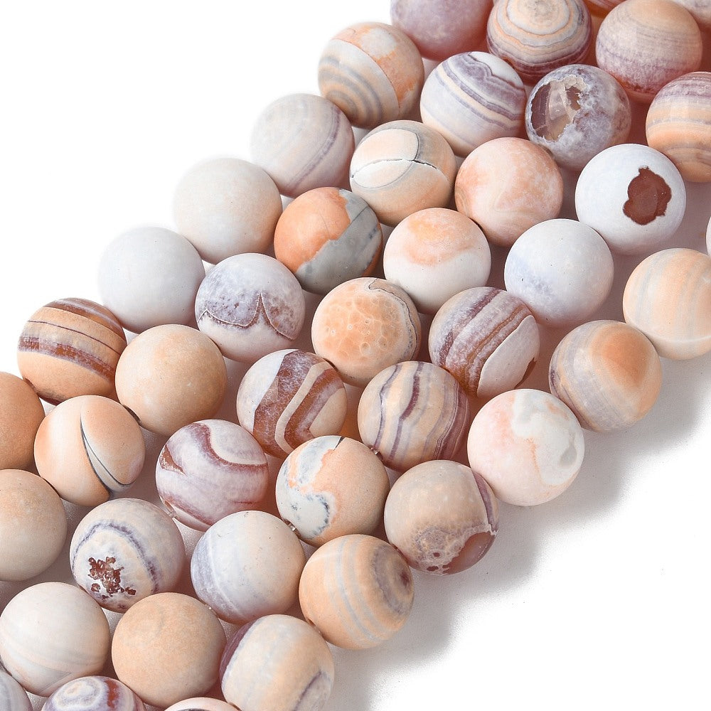 l Fire Crackle Agate Natural Beads 10mm Semi-Frosted Light Salmon | The Pink Bead Shop Canada