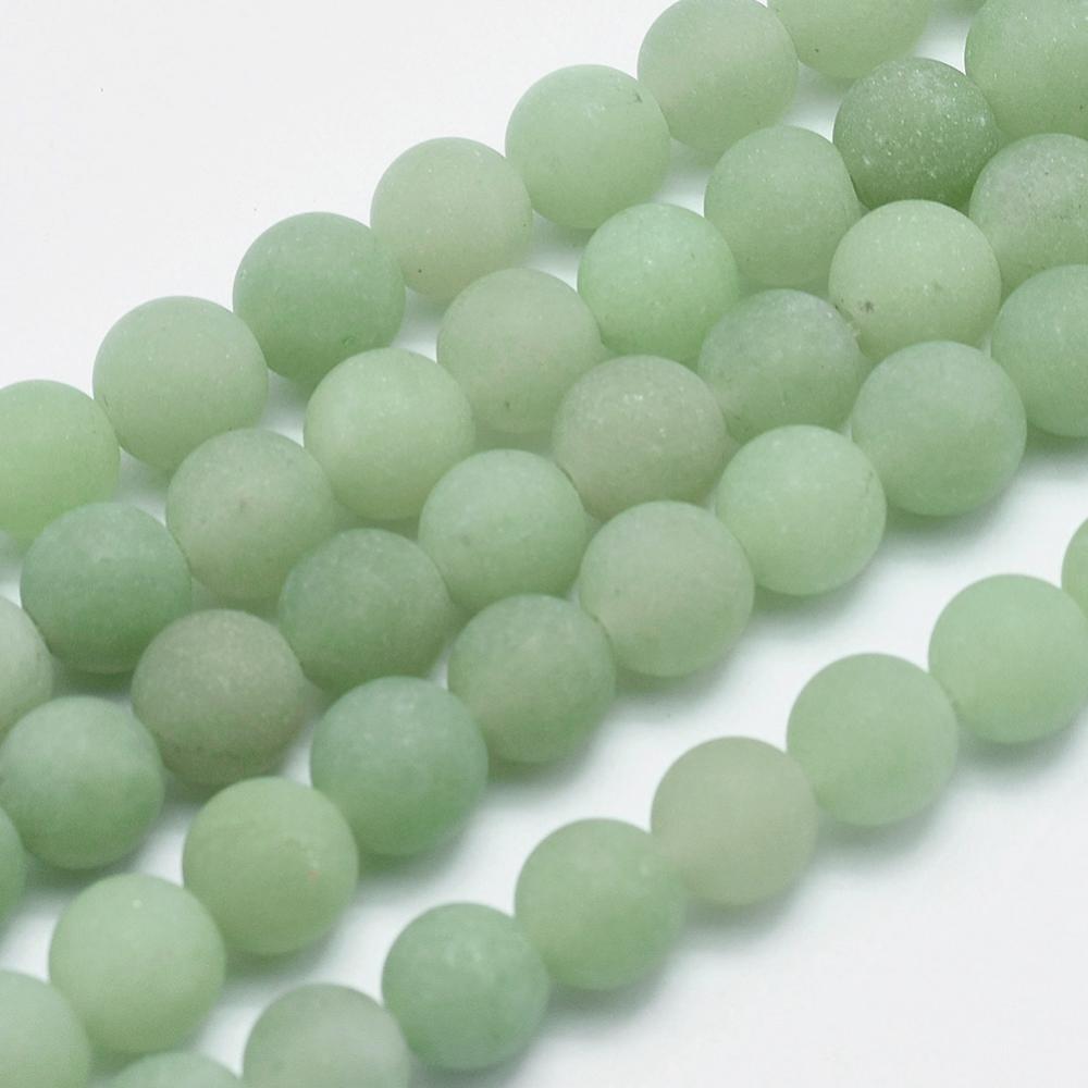 Green Aventurine Beads Natural Strands, Frosted, Round, 8mm The Pink Bead Shop