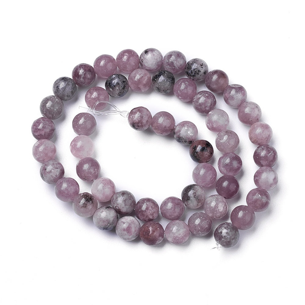 Lepidolite (Purple Mica) Natura Round Beads 8mm | The Pink Bead Shop Canada