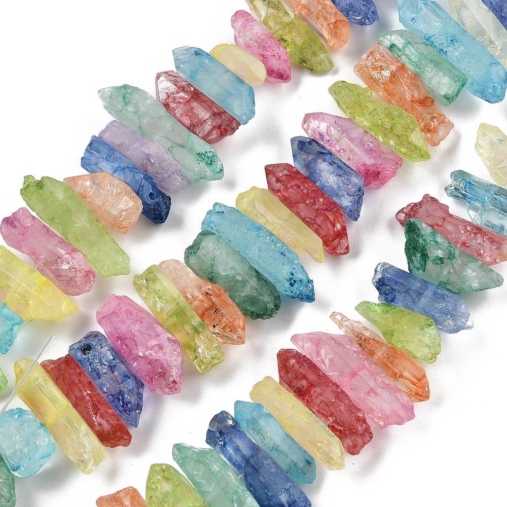 Dyed Quartz Point Stick Beads | Top Drilled Crystal Strands | Mixed Colour Quartz | The Pink Bead Shop Canada