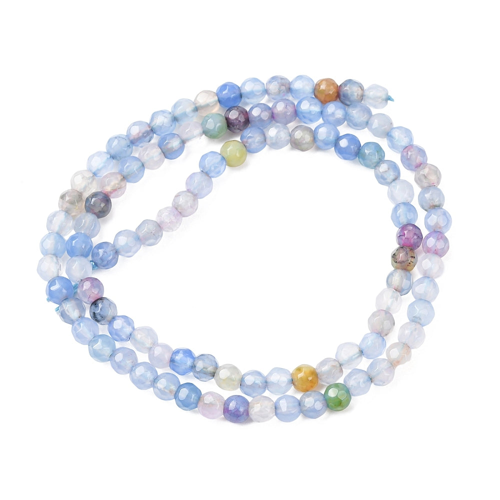 Agate Beads Light Steel Blue – Faceted Round 4mm | The Pink Bead Shop Canada
