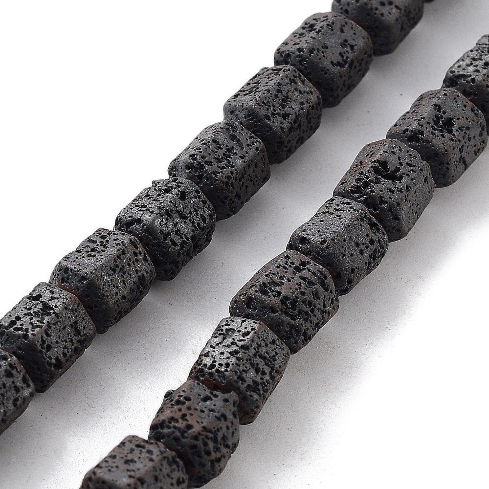 Lava Rock Natural Beads – Frosted Hexagon 8x7x6mm | The Pink Bead Shop Canada