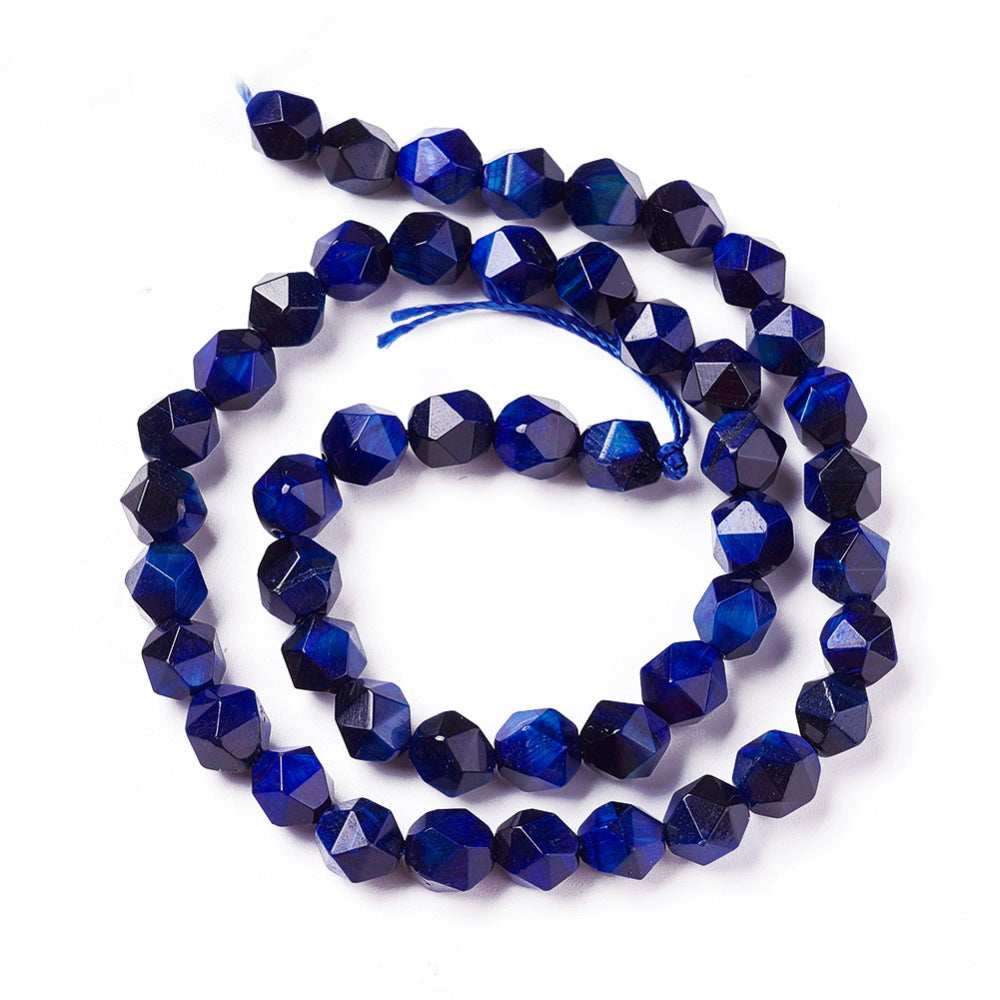 Natural Tiger Eye Beads Faceted Star Cut Midnight Blue 7–8mm The Pink Bead Shop