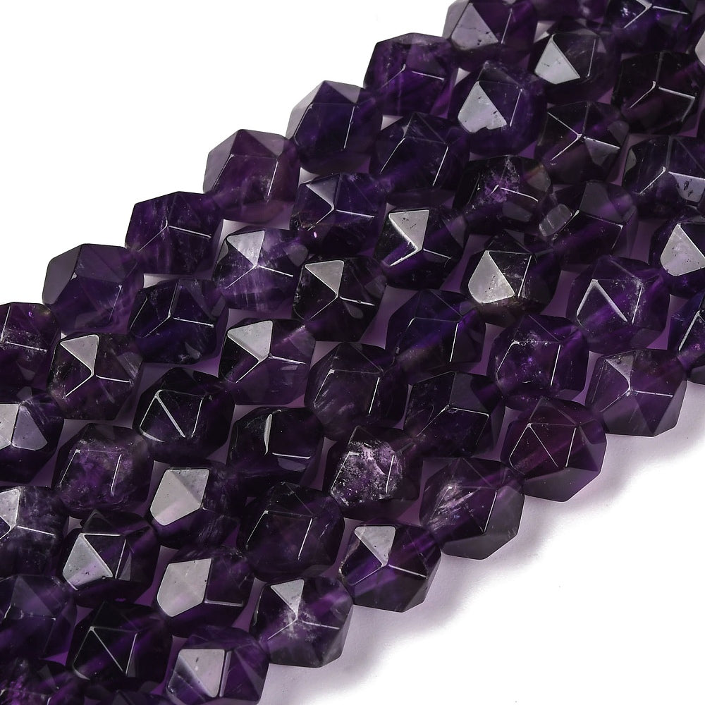 Amethyst Star Cut Gemstone Beads – 8x7mm | The Pink Bead Shop Canada