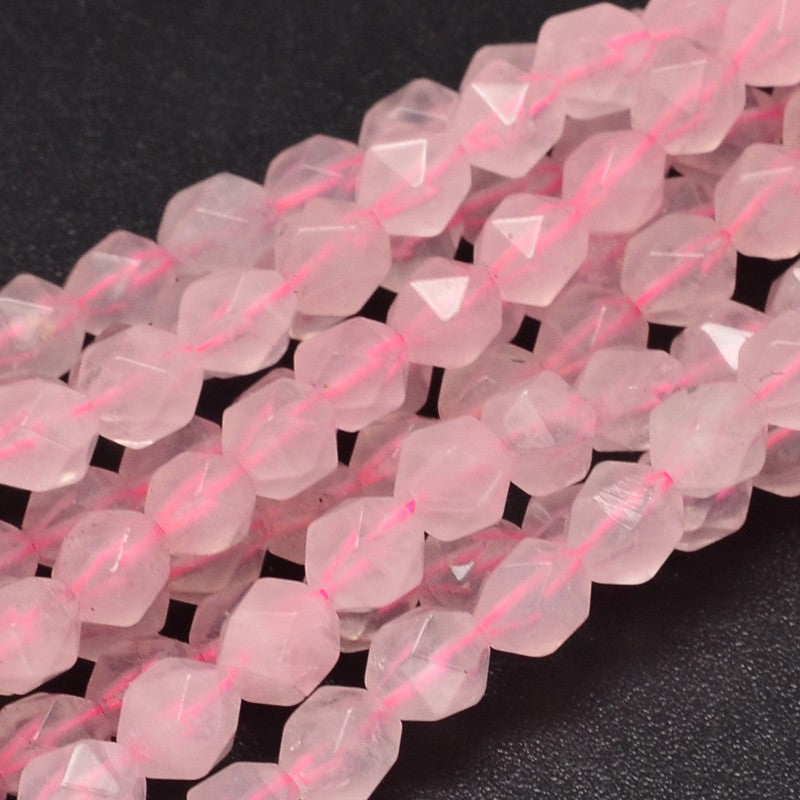 Rose Quartz Faceted Star Cut Natural Beads – 8x7mm | The Pink Bead Shop Canada