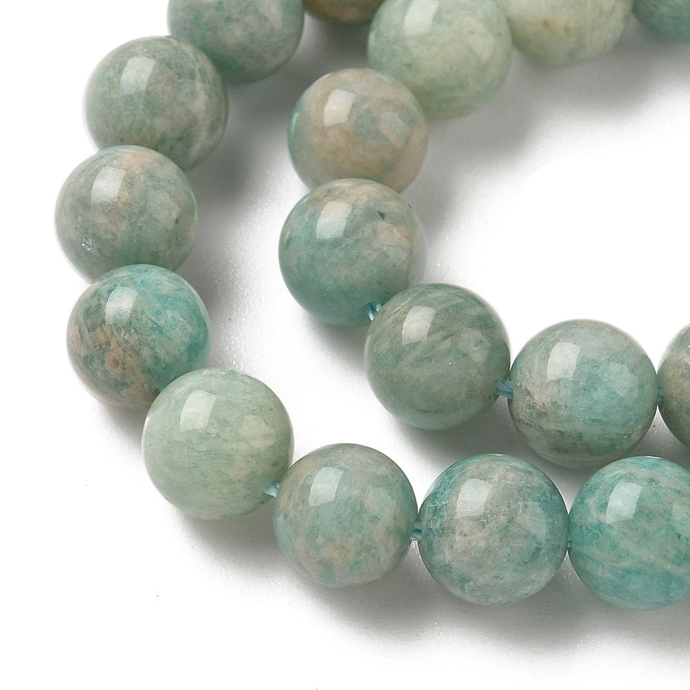 Natural Amazonite Beads Strands – Round, 8mm, Hole: 1mm, Approx. 50–60pcs/Strand, 15.7” The Pink Bead Shop