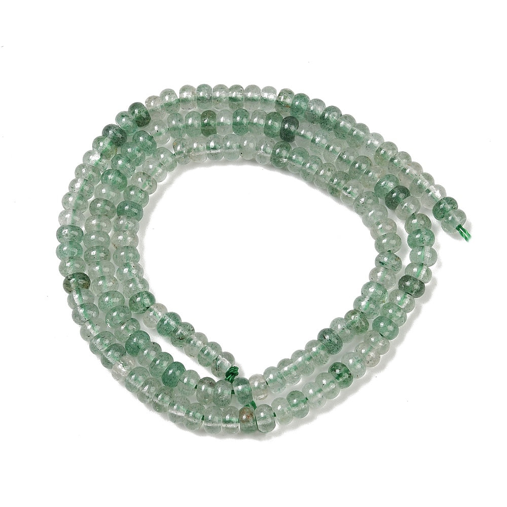 Natural Green Strawberry Quartz Beads – Rondelle 4×2–2.5mm (Approx. 164pcs/Strand) The Pink Bead Shop