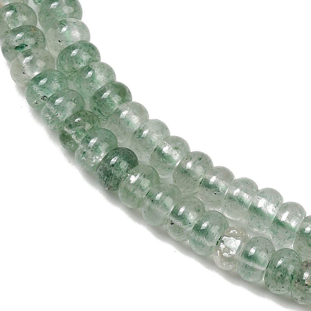 Natural Green Strawberry Quartz Beads – Rondelle 4×2–2.5mm (Approx. 164pcs/Strand) The Pink Bead Shop