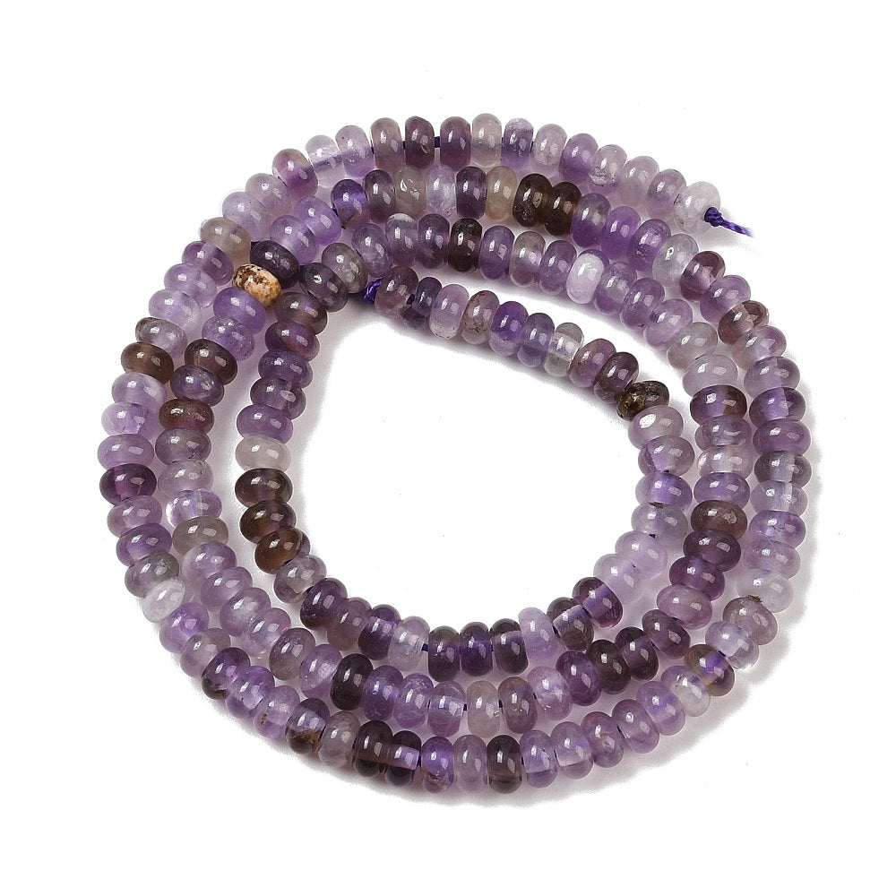 Natural Amethyst Beads – Rondelle 4×2–2.5mm (Approx. 164pcs/Strand) The Pink Bead Shop