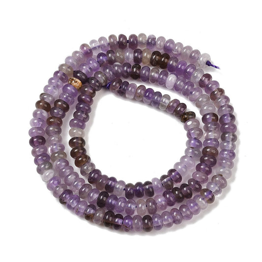 Natural Amethyst Beads – Rondelle 4×2–2.5mm (Approx. 164pcs/Strand) The Pink Bead Shop