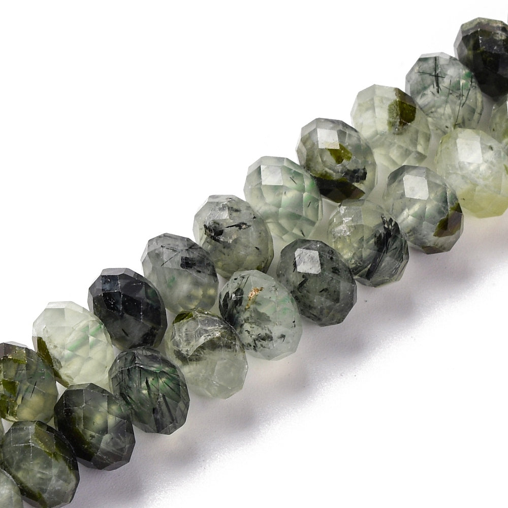 Prehnite Faceted Natural Rondelle Gemstone Beads 7.5-8MM | The Pink Bead Shop Canada