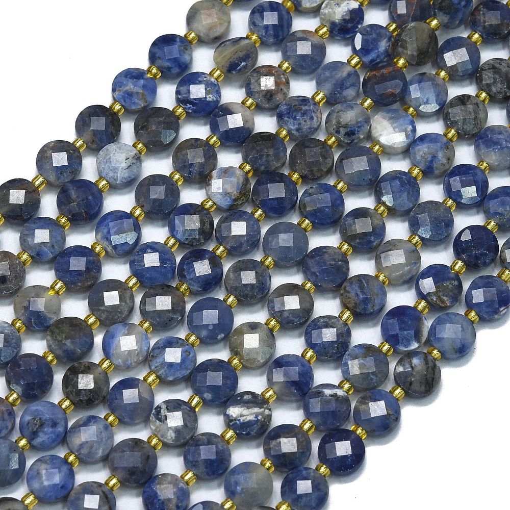 Sodalite 6mm Faceted Coin Beads for Jewelry Making | The Pink Bead Shop Canada