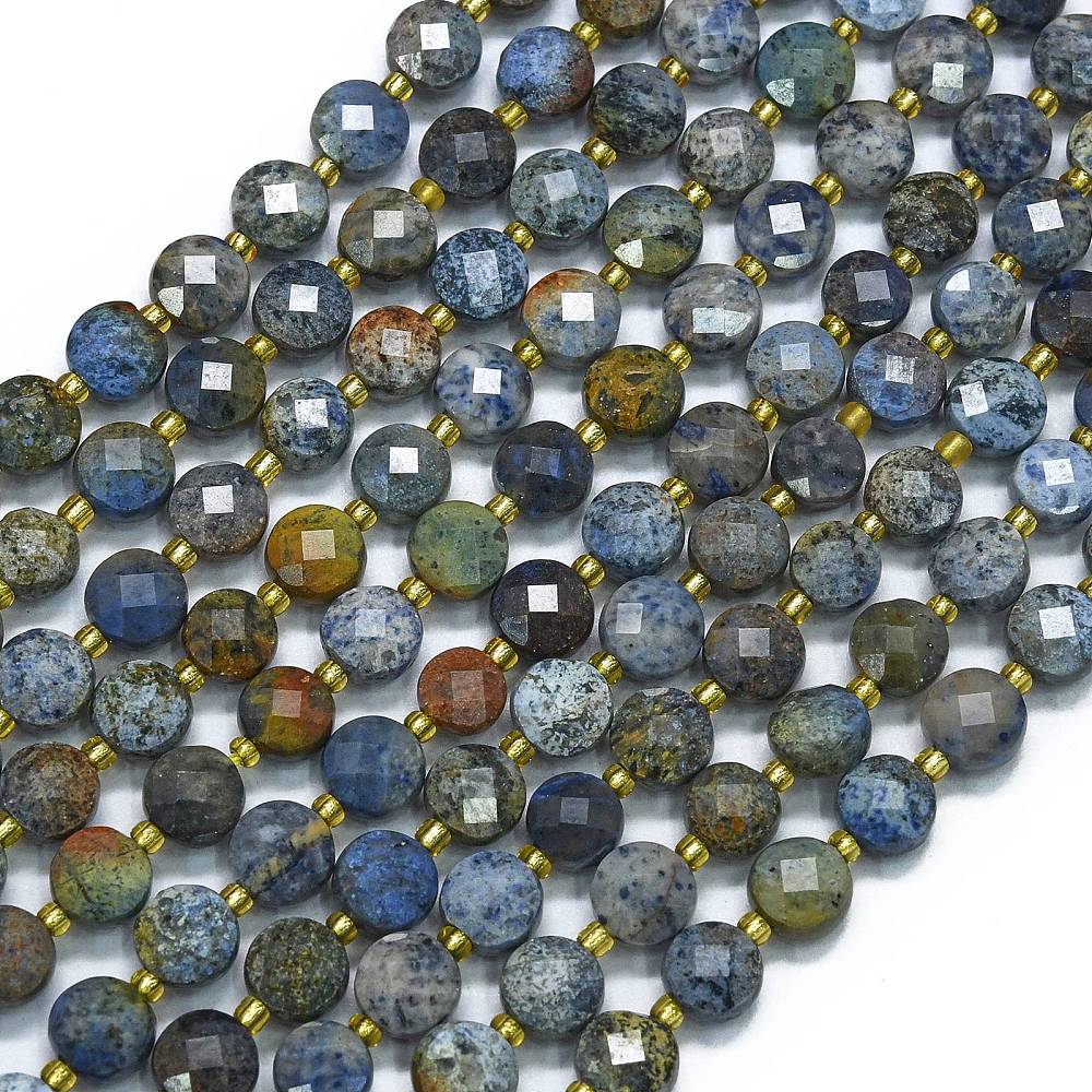 Dumortierite Faceted Coin Beads 6mm for Jewelry Making | The Pink Bead Shop Canada