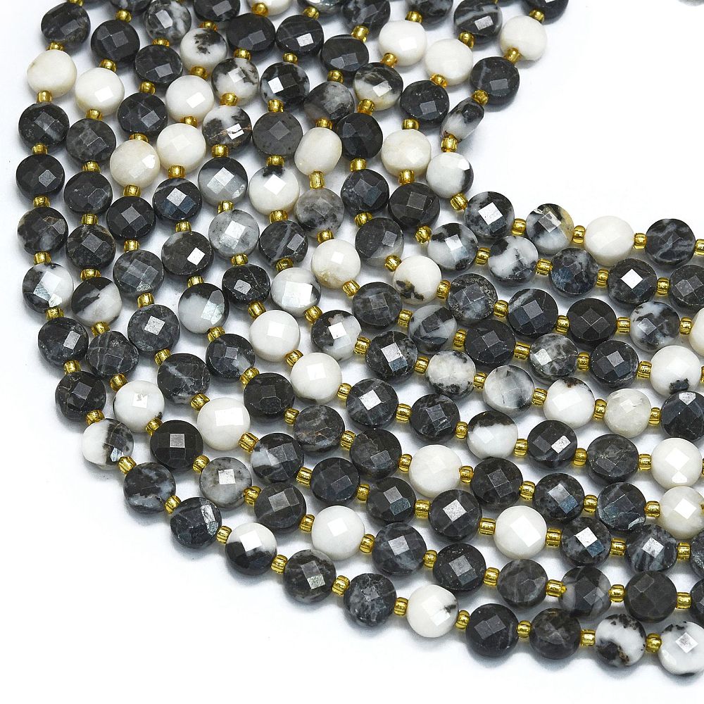 Zebra Jasper 6mm Faceted Coin Beads for Jewelry Making | The Pink Bead Shop Canada