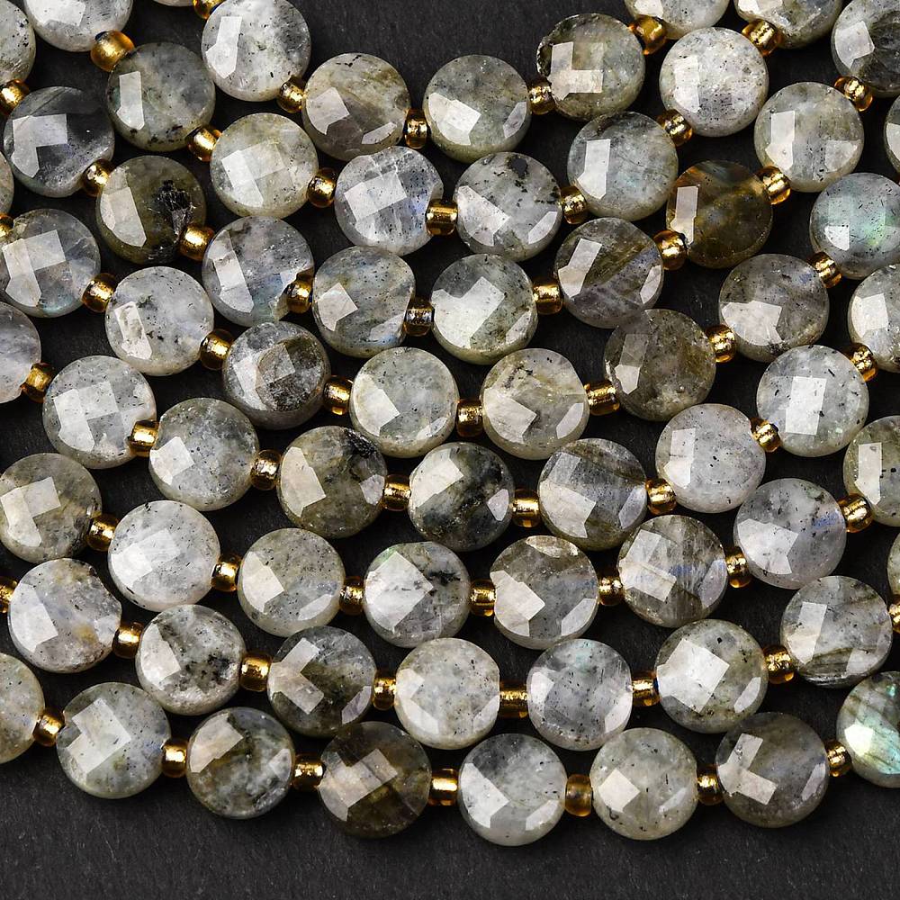 Labradorite Faceted Coin Beads 6–6.5mm | The Pink Bead Shop Canada