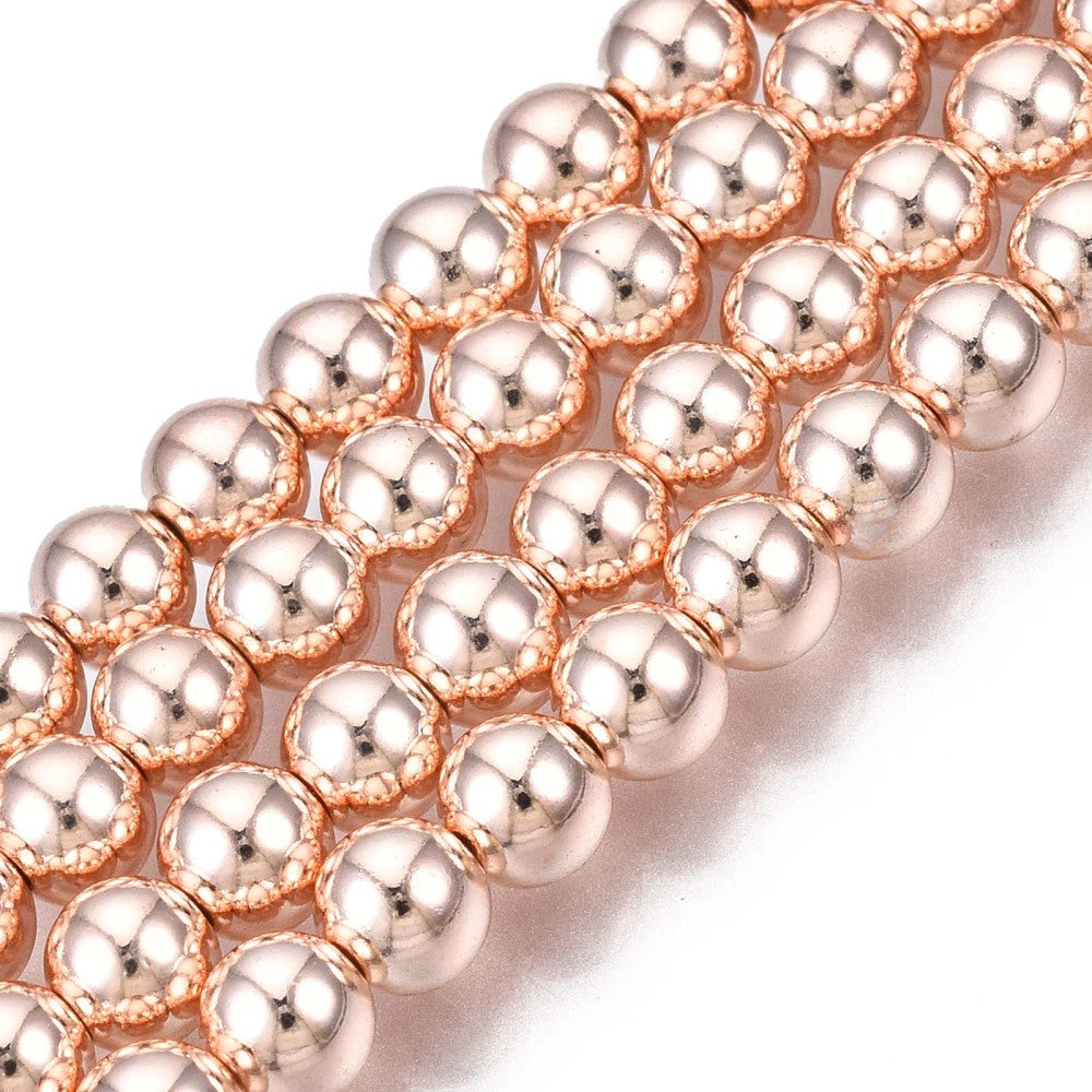 Hematite Beads Grade AAA– Rose Gold Plated 4mm Electroplated | The Pink Bead Shop Canada