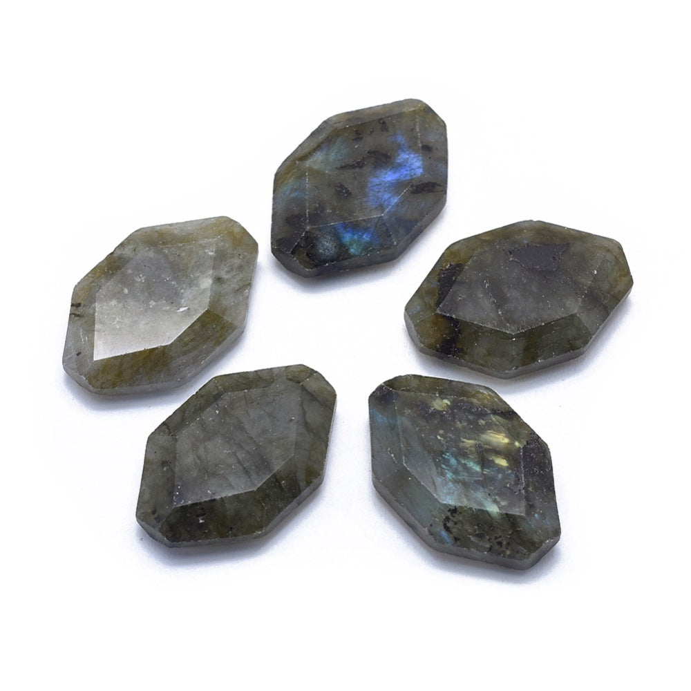 Natural Labradorite Faceted Hexagon Cabochon 30x20mm | The Pink Bead Shop Canada