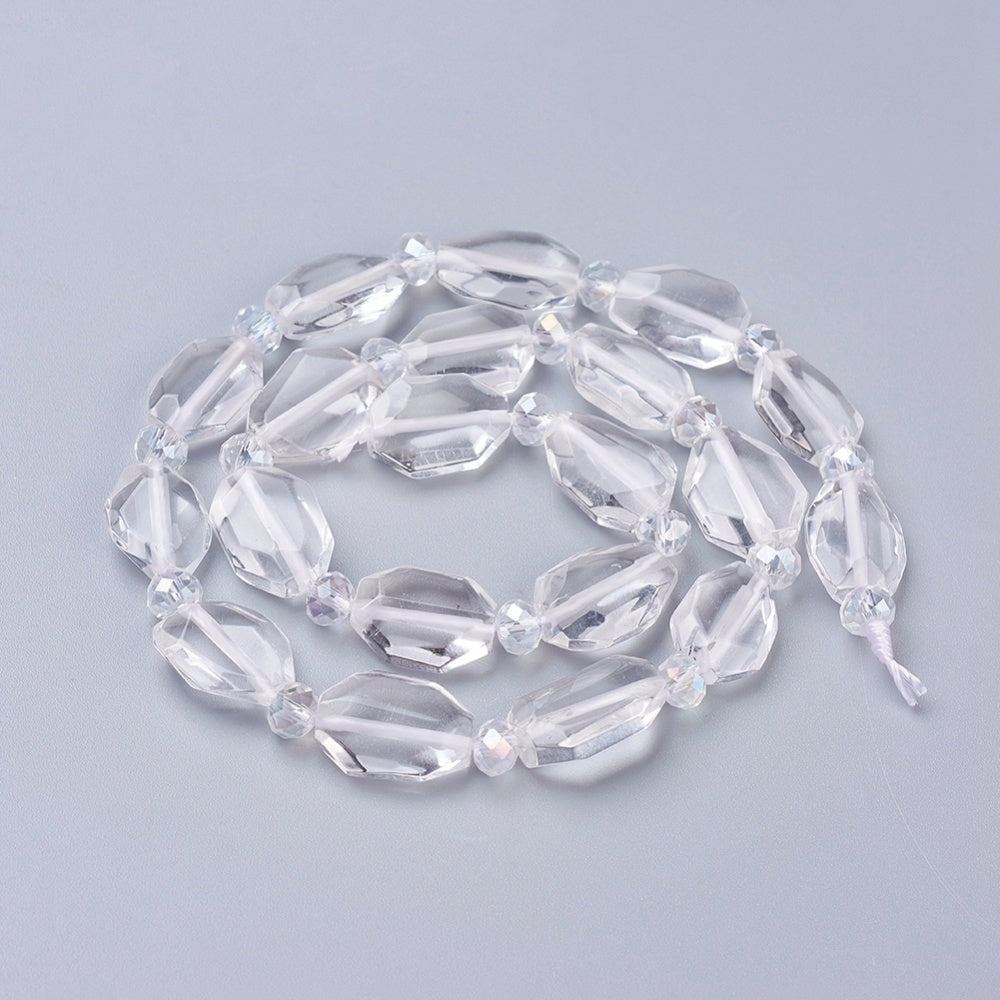 Clear Quartz Faceted Oval Beads 14–16mm | The Pink Bead Shop Canada
