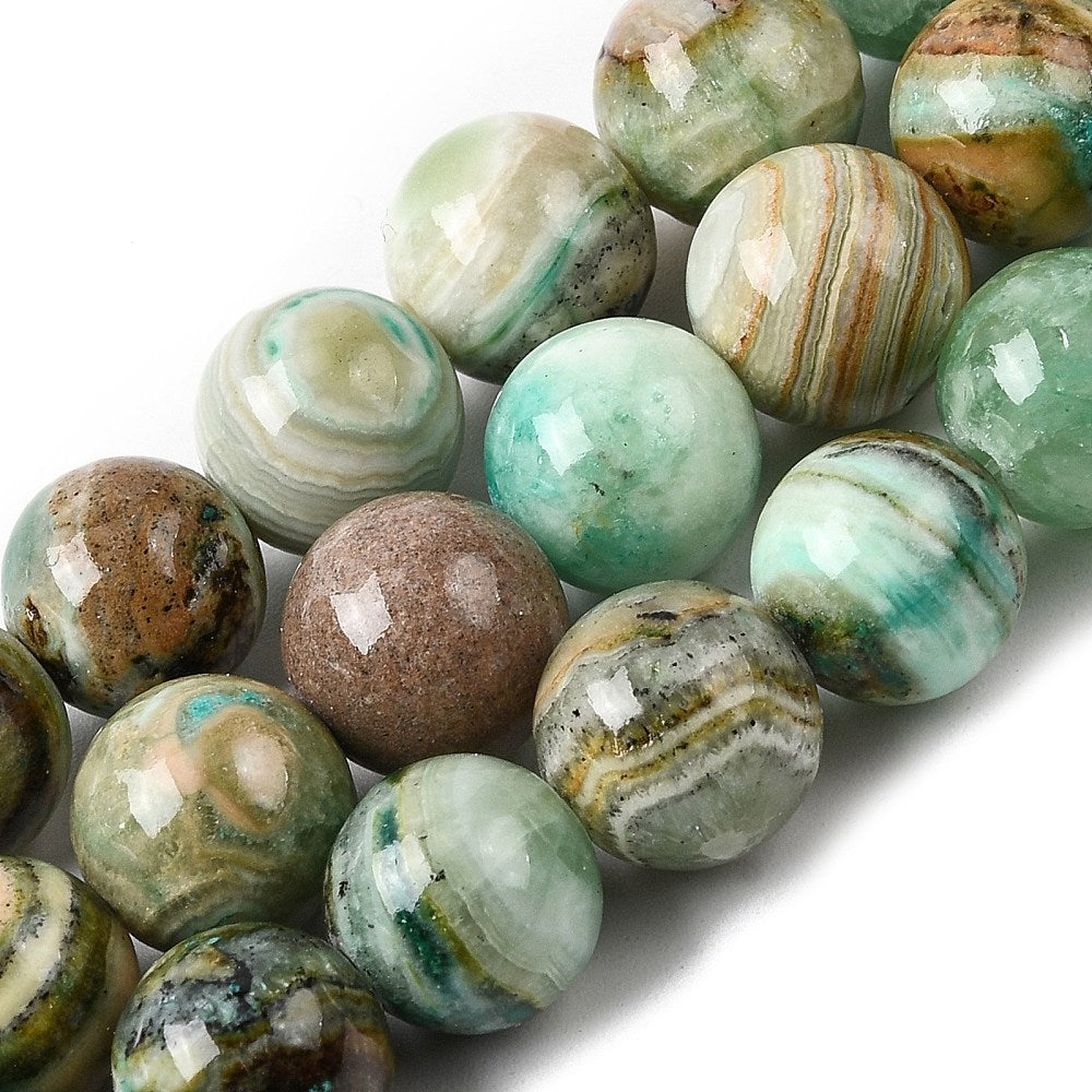 Green Line Jasper Natural Round Beads – 6mm, 8mm & 10mm | The Pink Bead Shop Canada