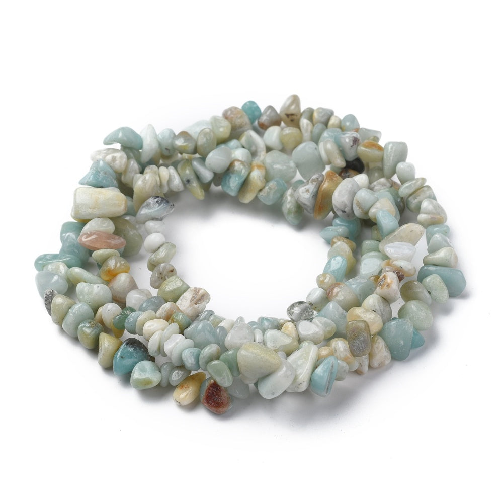 Flower Amazonite Natural Chip Beads – 32” Strand (Approx. 5–8mm) The Pink Bead Shop