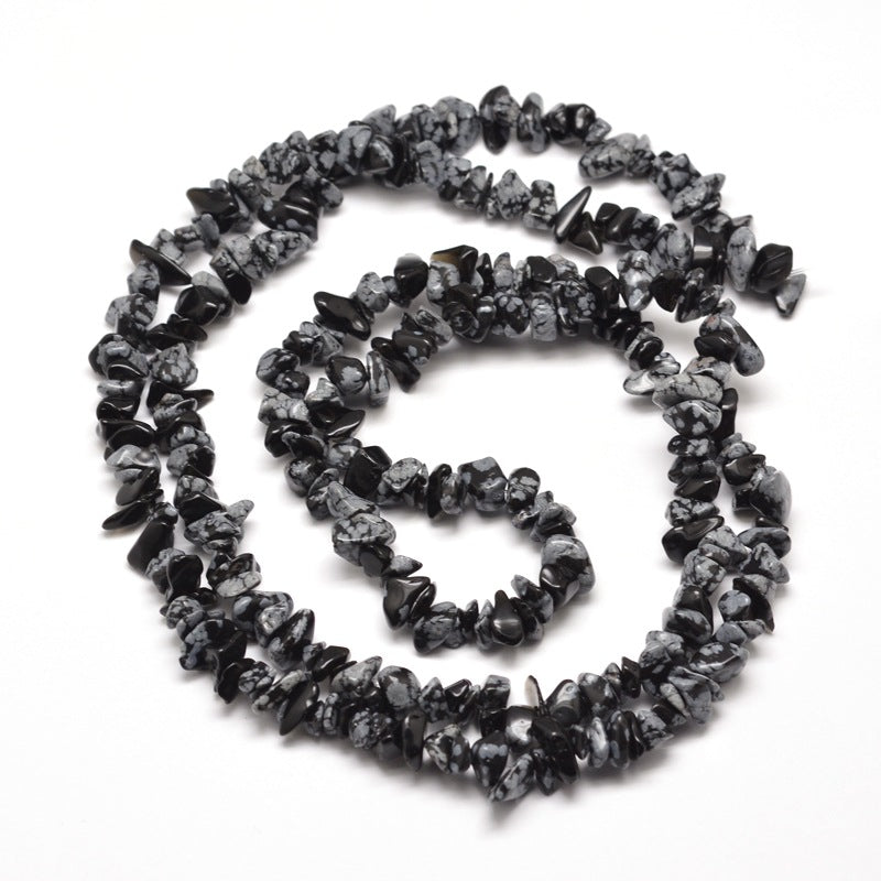 Snowflake Obsidian Chip Bead Strand – Natural Snowflake Obsidian Gemstone Chips – 5–8mm The Pink Bead Shop