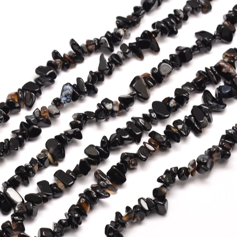 Natural Black Onyx Chip Beads 5–8mm | 31.5 Inch Strand | 1mm Hole | Dyed & Heated The Pink Bead Shop