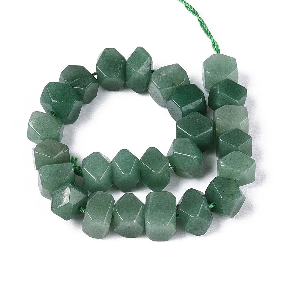 Green Aventurine Beads Natural – Faceted Nuggets 7×8×10–14mm (Approx. 25–28pcs/Strand The Pink Bead Shop)