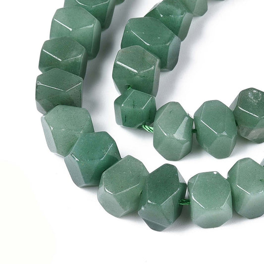 Green Aventurine Beads Natural – Faceted Nuggets 7×8×10–14mm (Approx. 25–28pcs/Strand The Pink Bead Shop)