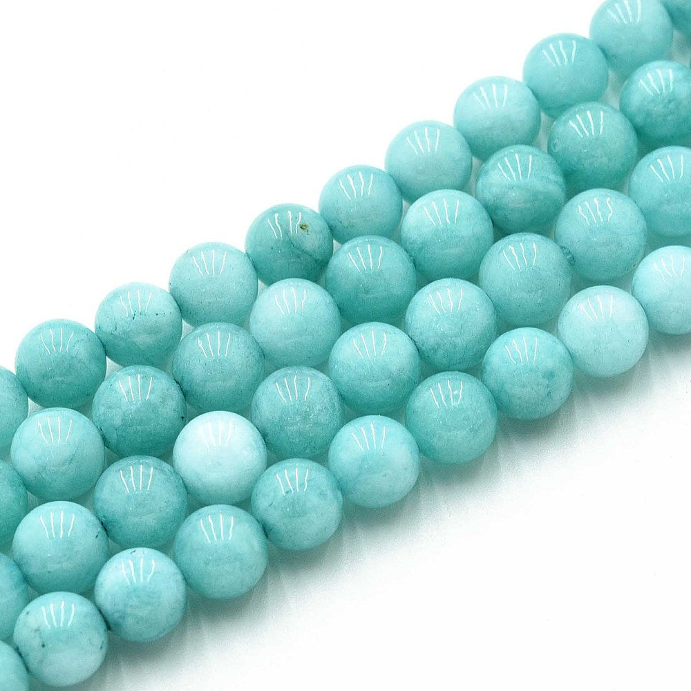 Quartz Natural Dyed Beads – Cyan 8mm | The Pink Bead Shop Canada