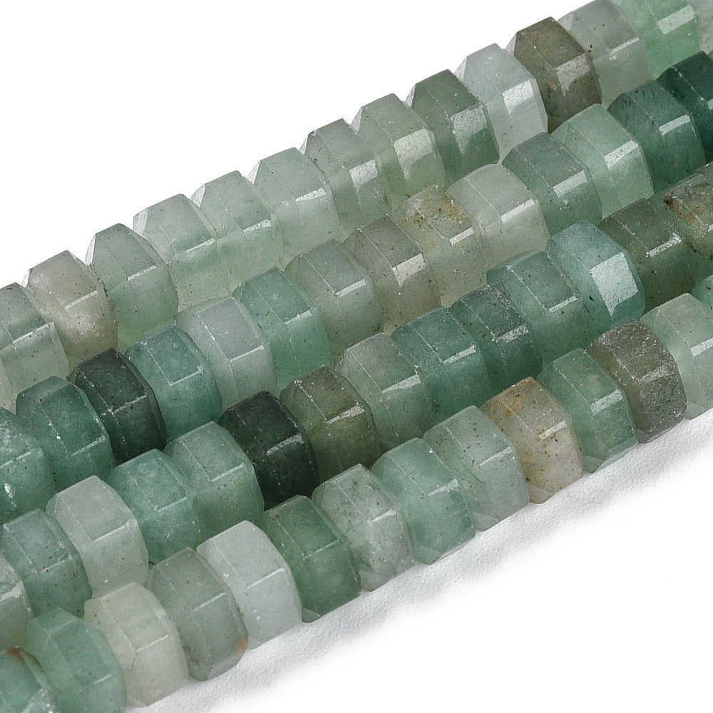 Natural Green Aventurine Faceted Hexagon Beads 6.5–7x3–3.5mm | The Pink Bead Shop Canada