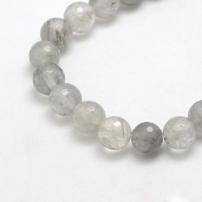 Cloudy Quartz Natural Faceted Round Beads 8mm | The Pink Bead Shop Canada
