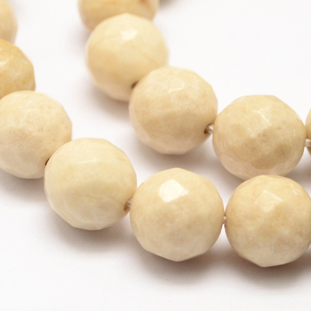 Navajo White Fossil Faceted Gemstone Beads – 6mm | The Pink Bead Shop Canada