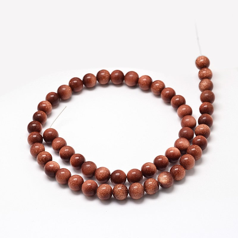Brown Goldstone Beads – Round 8mm | The Pink Bead Shop Canada