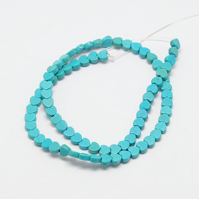 Turquoise Synthetic Heart Beads – Medium Blue 6x5mm | The Pink Bead Shop Canada