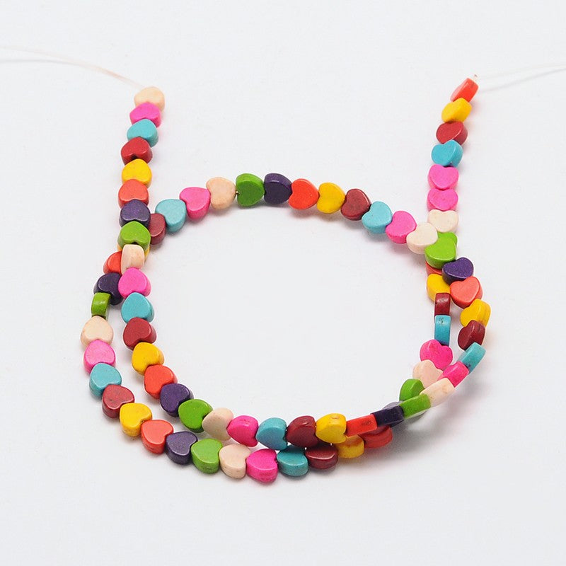 Turquoise Synthetic Colourful Heart Beads – 5x6mm | The Pink Bead Shop Canada