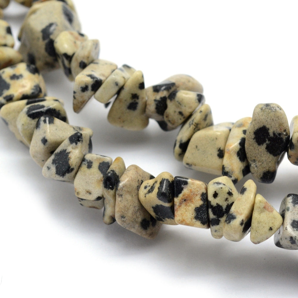 Dalmatian Jasper Natural Chip Beads 5–8mm | 80–81cm Strand | 1mm Hole The Pink Bead Shop