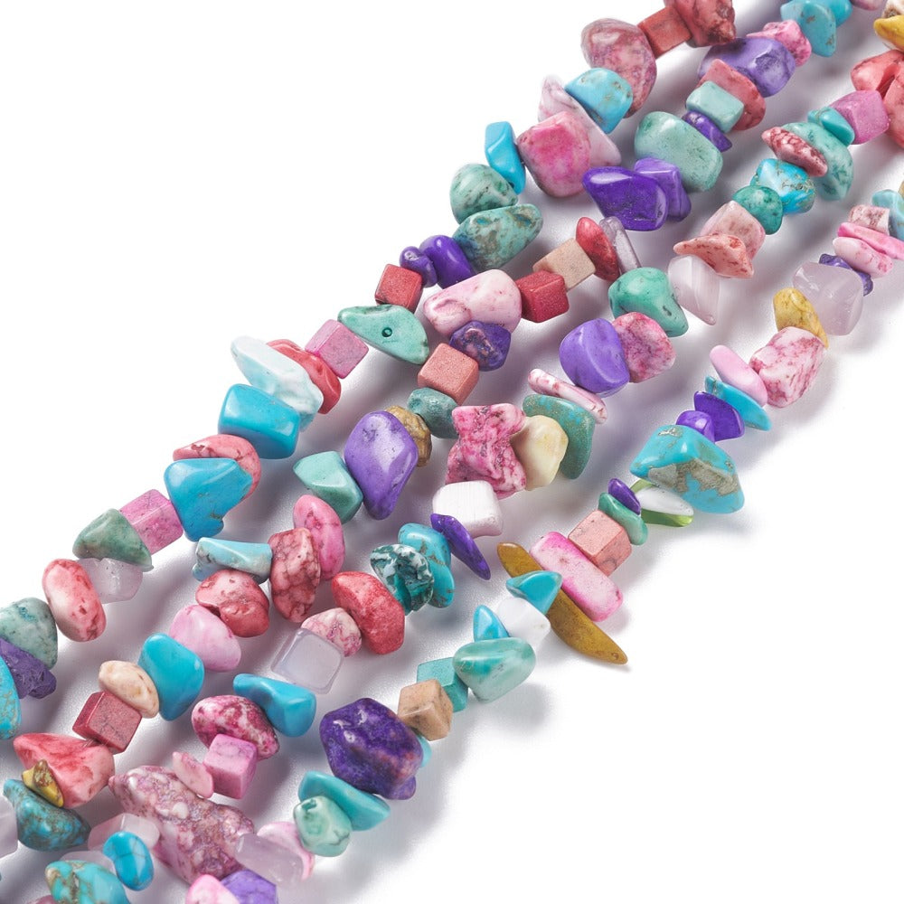 Turquoise Synthetic Chip Beads 5–8mm | 80cm Strand | 1mm Hole | Dyed The Pink Bead Shop