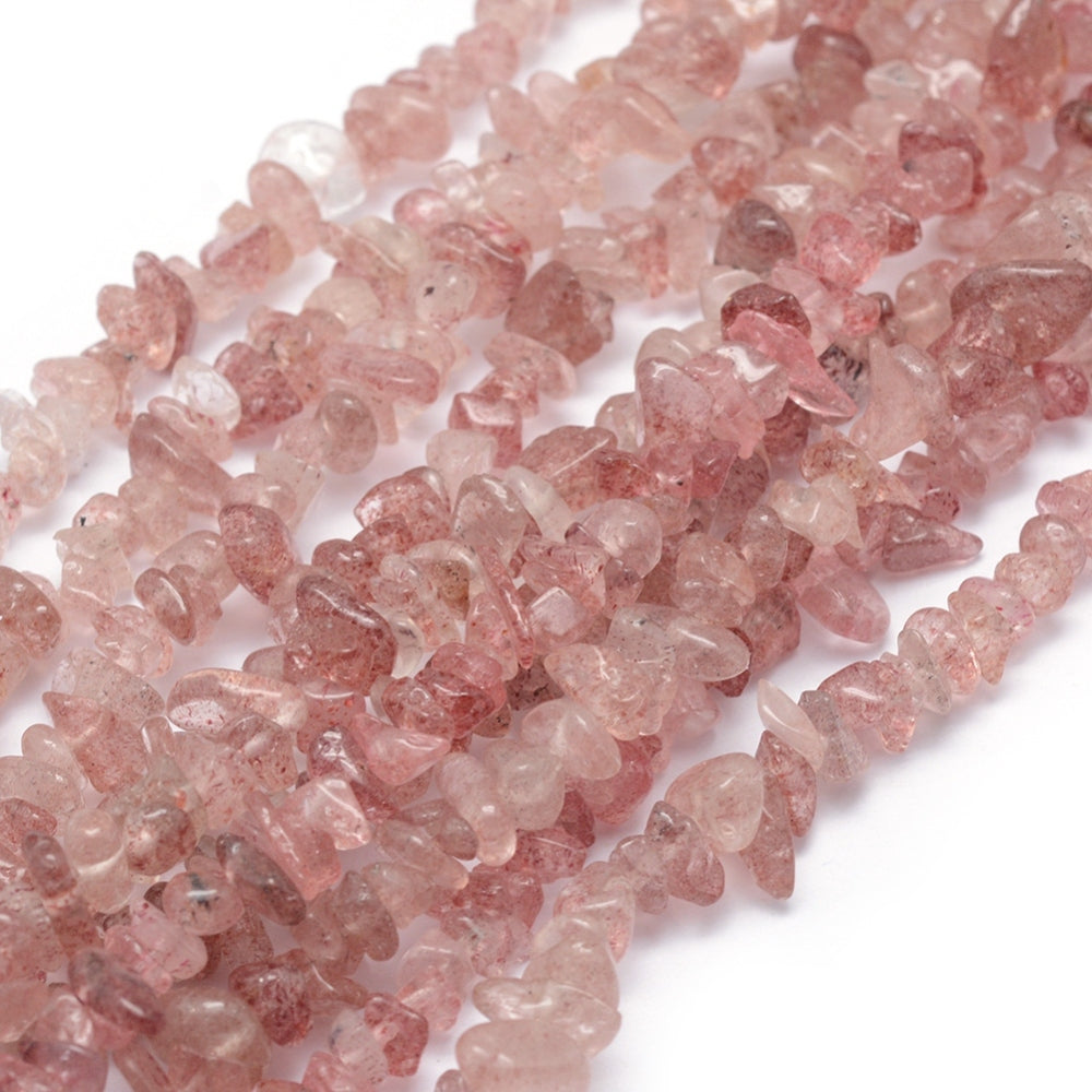 Strawberry Quartz Chip Beads – Natural Quartz, 5–8mm The Pink Bead Shop