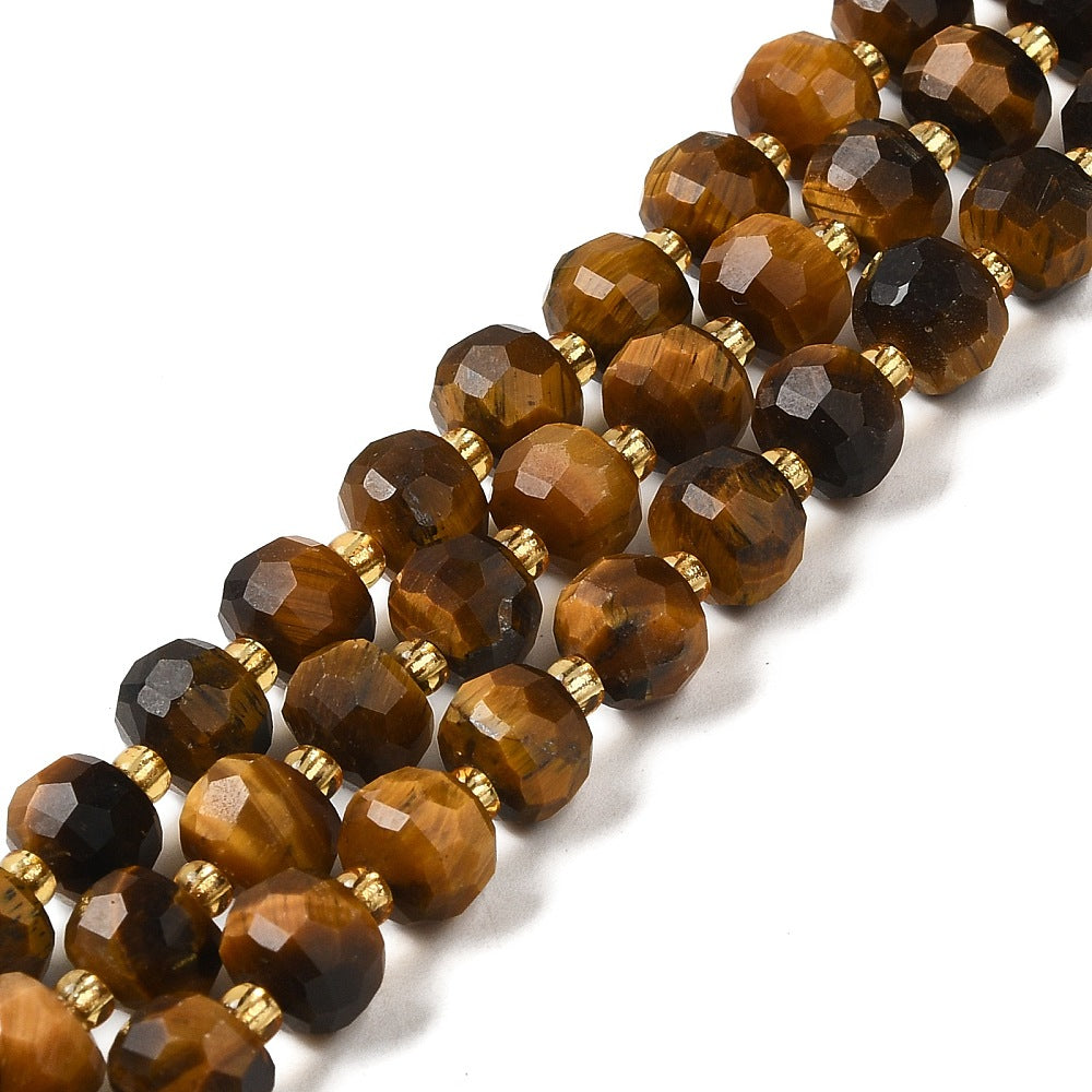 Tiger Eye Faceted Rondelle Beads 7–8mm | The Pink Bead Shop Canada