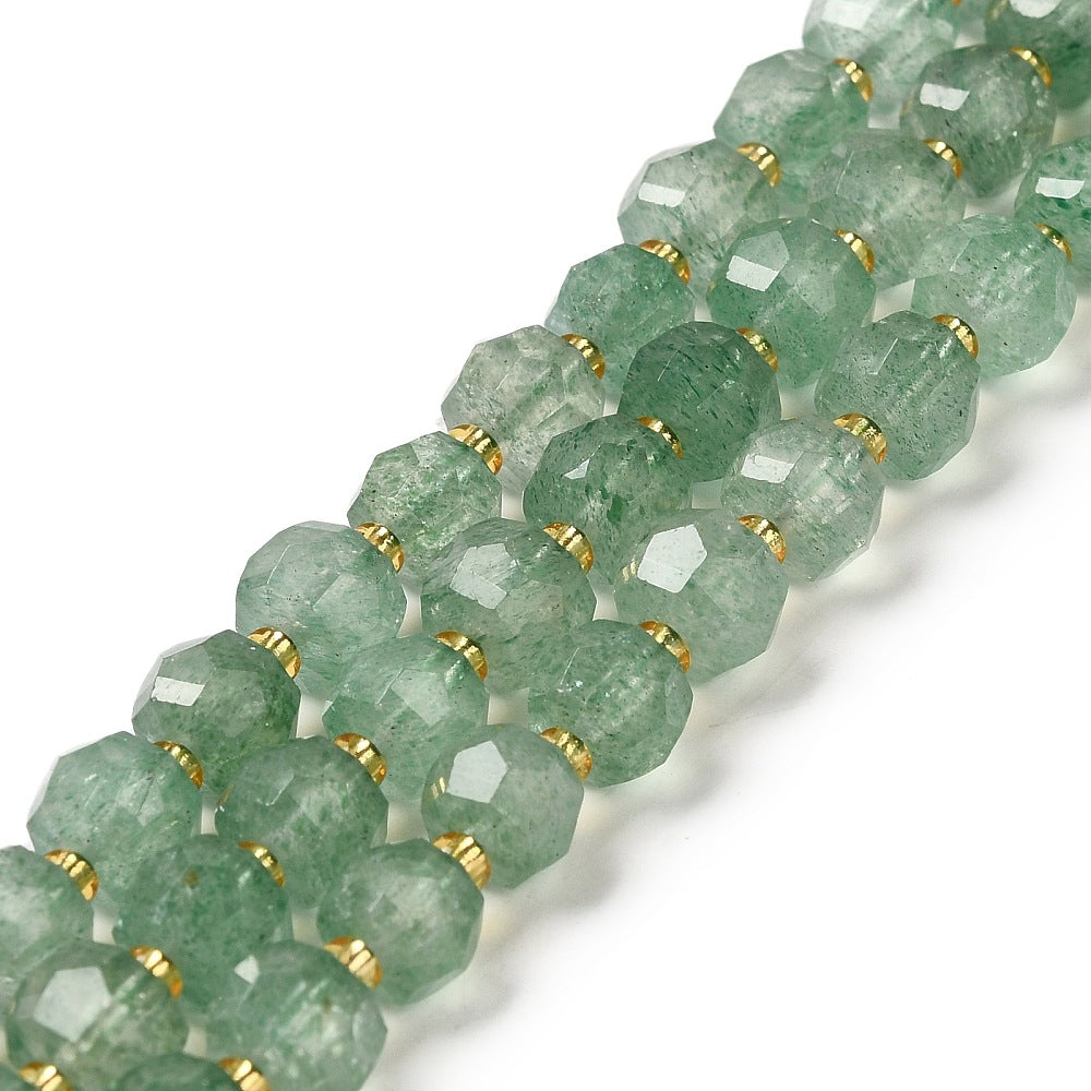 Green Strawberry Quartz Faceted Rondelle Beads 7–8mm | The Pink Bead Shop Canada